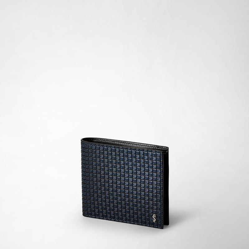 Serapian Portafoglio per 8 carte in stepan blu oceano-nero In Linea
