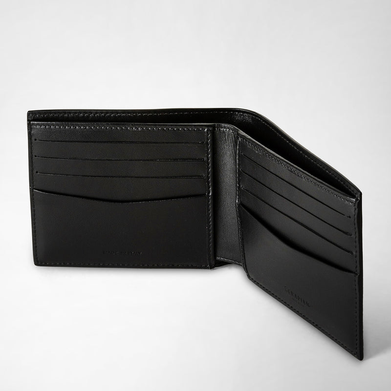 Serapian Portafoglio per 8 carte in stepan blu oceano-nero In Linea