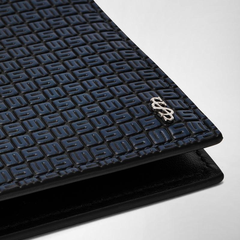 Serapian Portafoglio per 8 carte in stepan blu oceano-nero In Linea