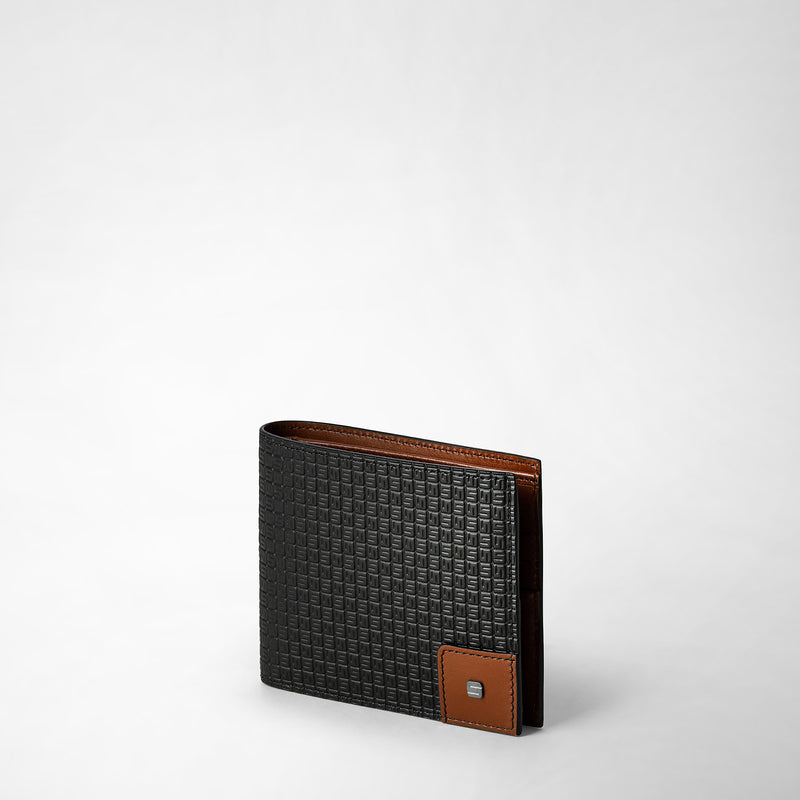 Serapian 8-card billfold wallet in stepan black cuoio Nuovo
