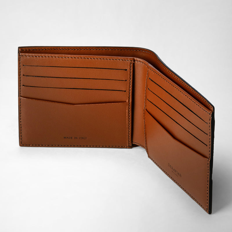 Serapian 8-card billfold wallet in stepan black cuoio Nuovo