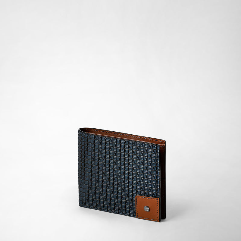 Serapian 8-card billfold wallet in stepan ocean blue-cuoio Qualità