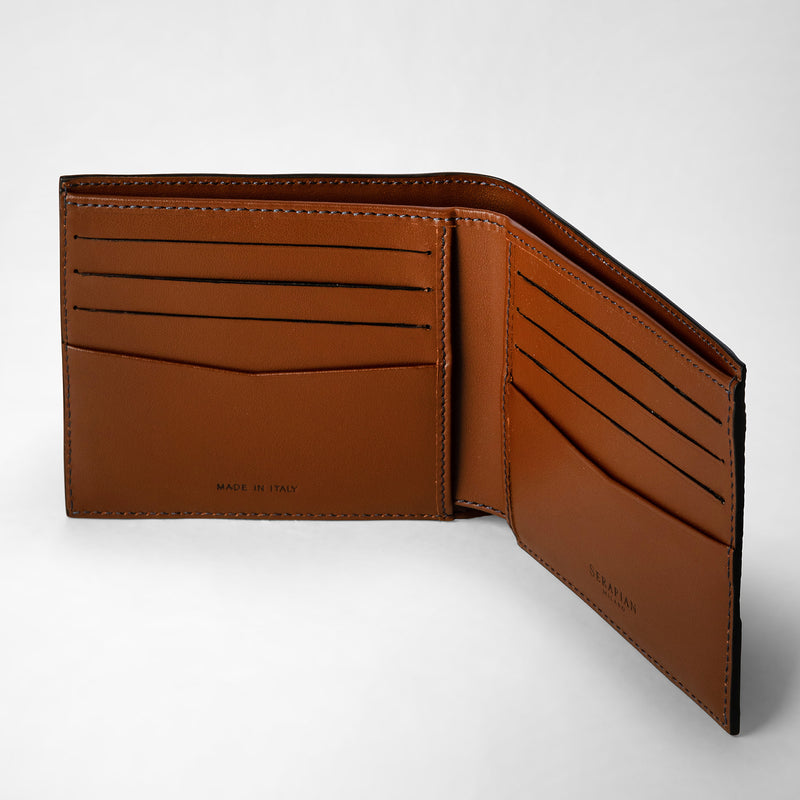 Serapian 8-card billfold wallet in stepan ocean blue-cuoio Qualità