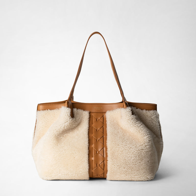 Serapian TOTE BAG SECRET PICCOLA IN SHEARLING Prezzo Ridotto