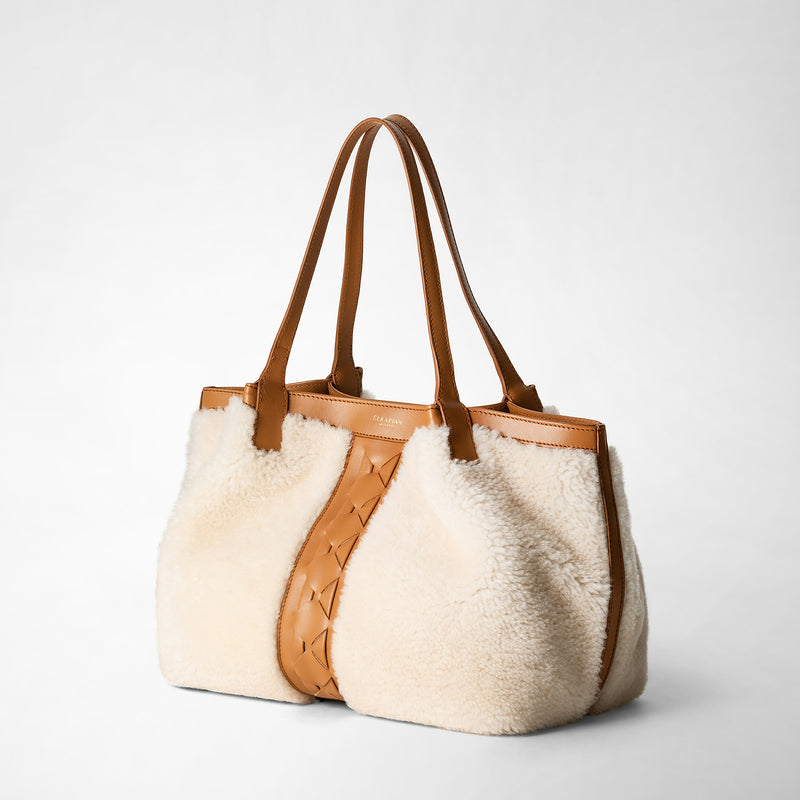 Serapian TOTE BAG SECRET PICCOLA IN SHEARLING Prezzo Ridotto