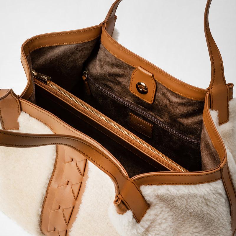 Serapian TOTE BAG SECRET PICCOLA IN SHEARLING Prezzo Ridotto