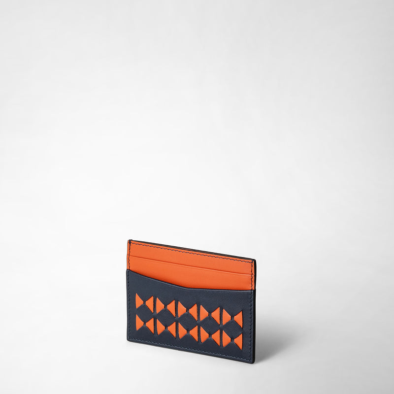 Serapian 4-card holder in mosaico navy blue orange Online Outlet
