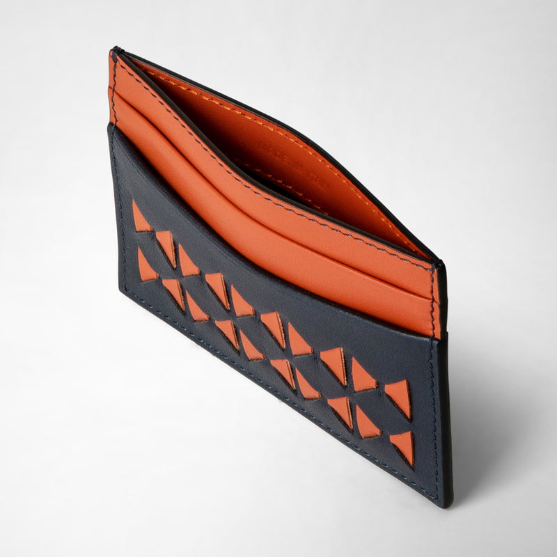 Serapian 4-card holder in mosaico navy blue orange Online Outlet