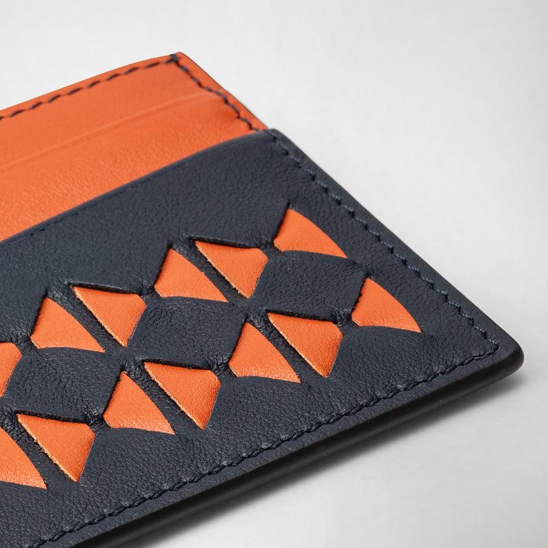 Serapian 4-card holder in mosaico navy blue orange Online Outlet