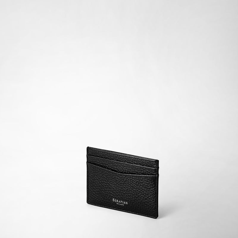 Serapian Portacarte per 4 carte in pelle cachemire nero Vendita Economica