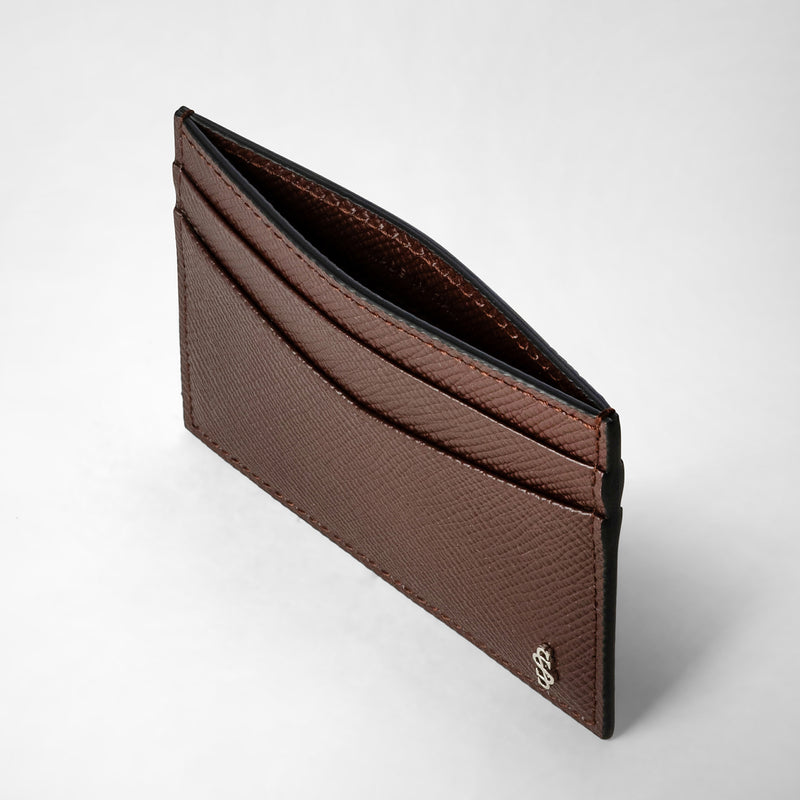 Serapian 4-card holder in evoluzione leather burgundy Negozio