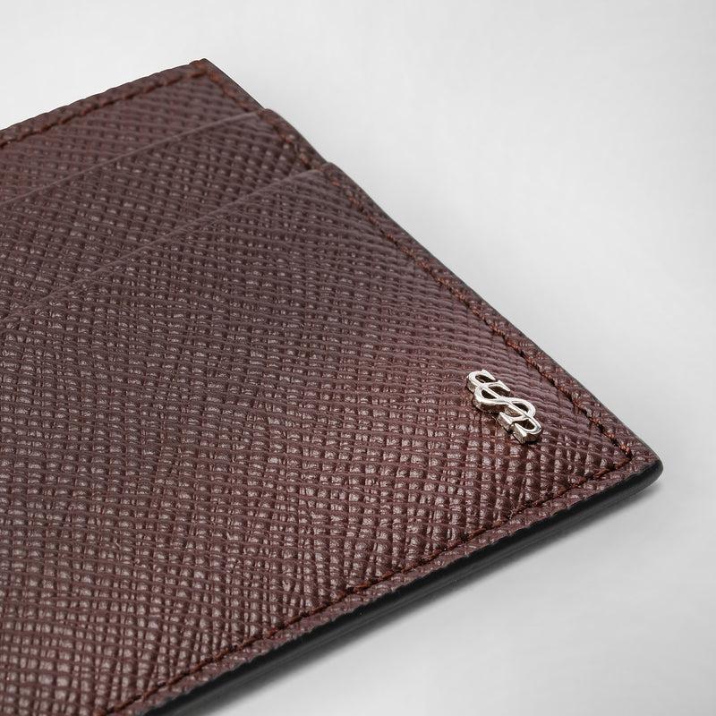 Serapian 4-card holder in evoluzione leather burgundy Negozio
