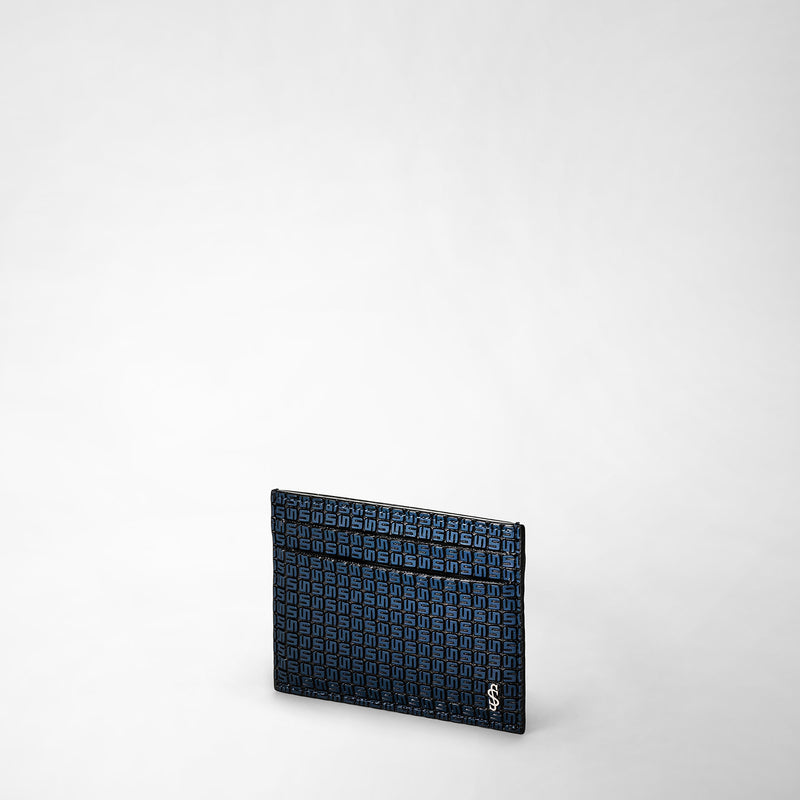Serapian Portacarte per 4 carte in stepan blu oceano-nero Moda