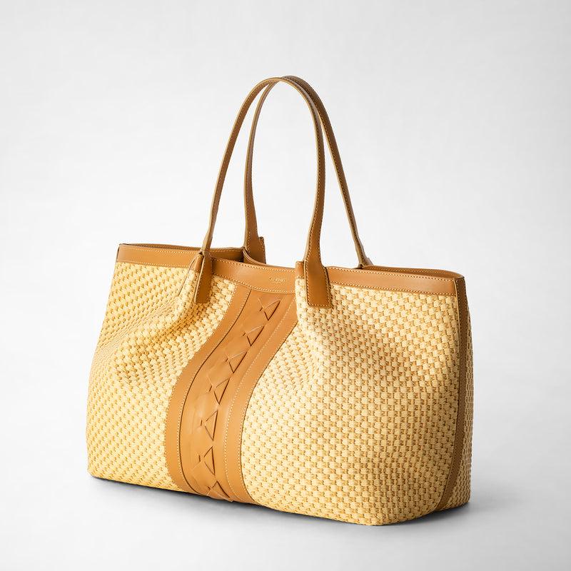 Serapian TOTE BAG SECRET IN RAFIA E PELLE SETA Italy