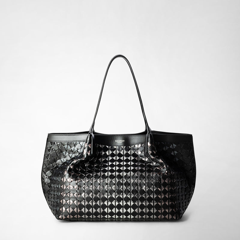 Serapian TOTE BAG SECRET PICCOLA IN MOSAICO ED ELAPHE In Linea