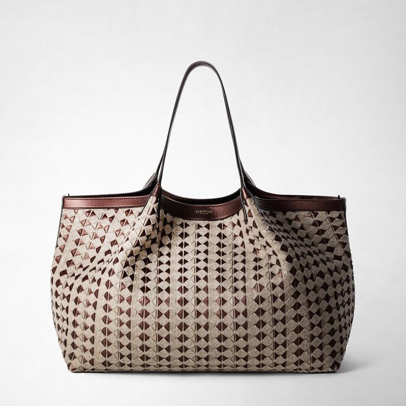 Serapian TOTE BAG SECRET IN LANA E MOSAICO Qualità