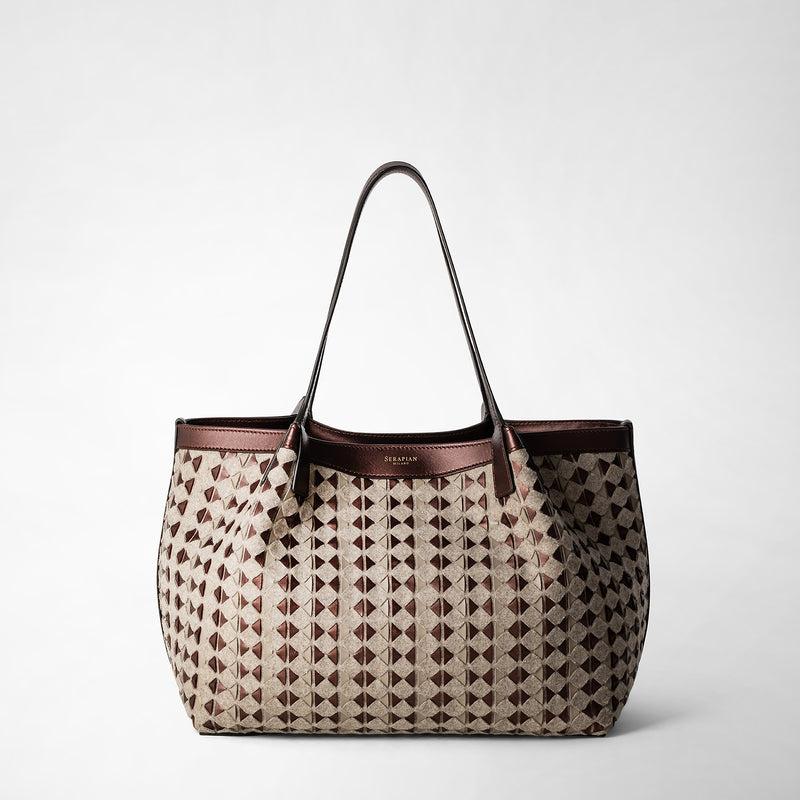Serapian TOTE BAG SECRET PICCOLA IN LANA E MOSAICO Consegna Veloce