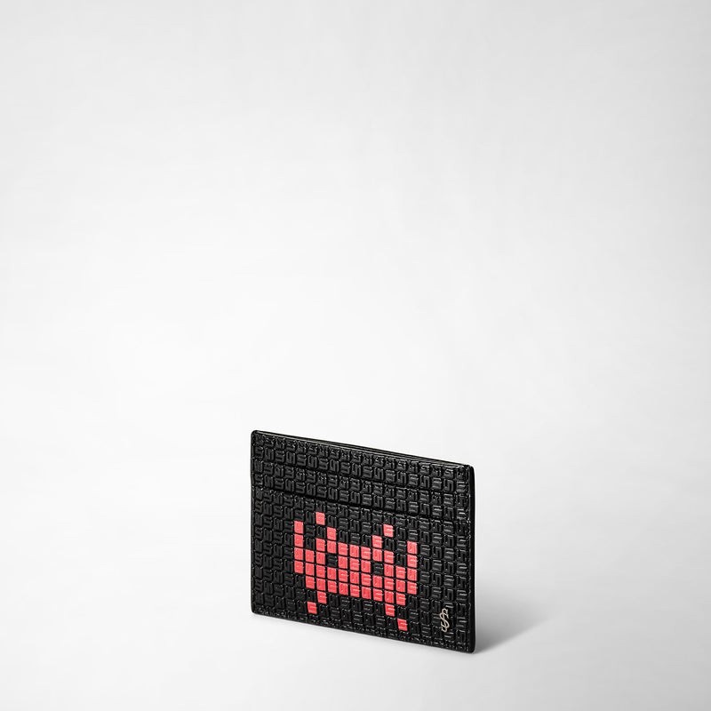 Serapian Portacarte 4 carte stepan nero-rosso space invaders Fino Al -60%