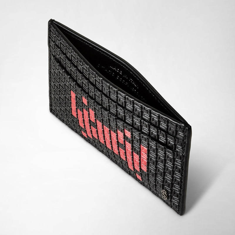 Serapian Portacarte 4 carte stepan nero-rosso space invaders Fino Al -60%