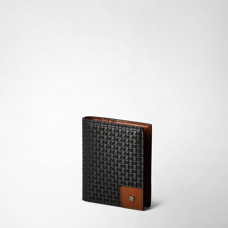 Serapian Portacarte ripiegabile in stepan 72 nero-cuoio Outlet