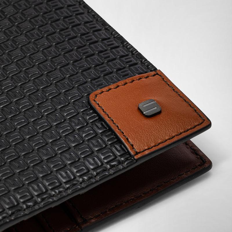 Serapian Portacarte ripiegabile in stepan 72 nero-cuoio Outlet