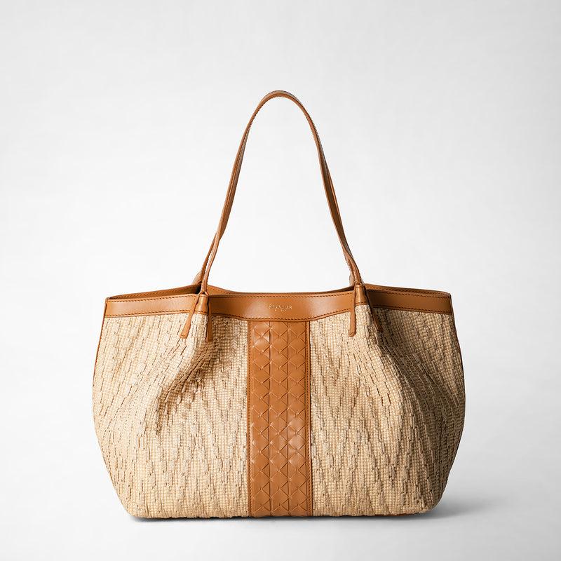 Serapian Tote bag secret piccola in rafia e pelle seta Qualità Garantita