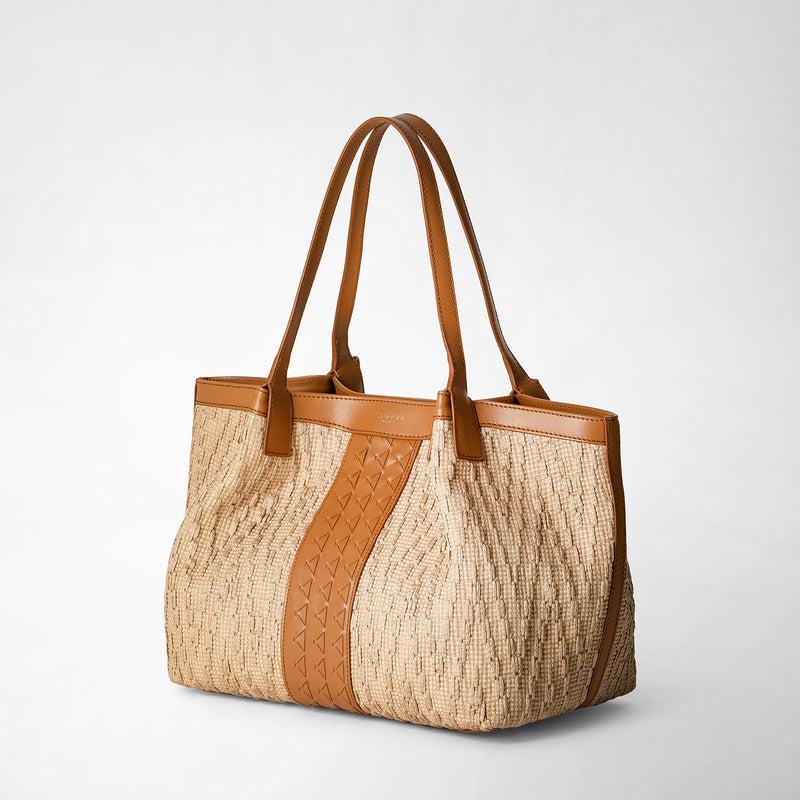 Serapian Tote bag secret piccola in rafia e pelle seta Qualità Garantita