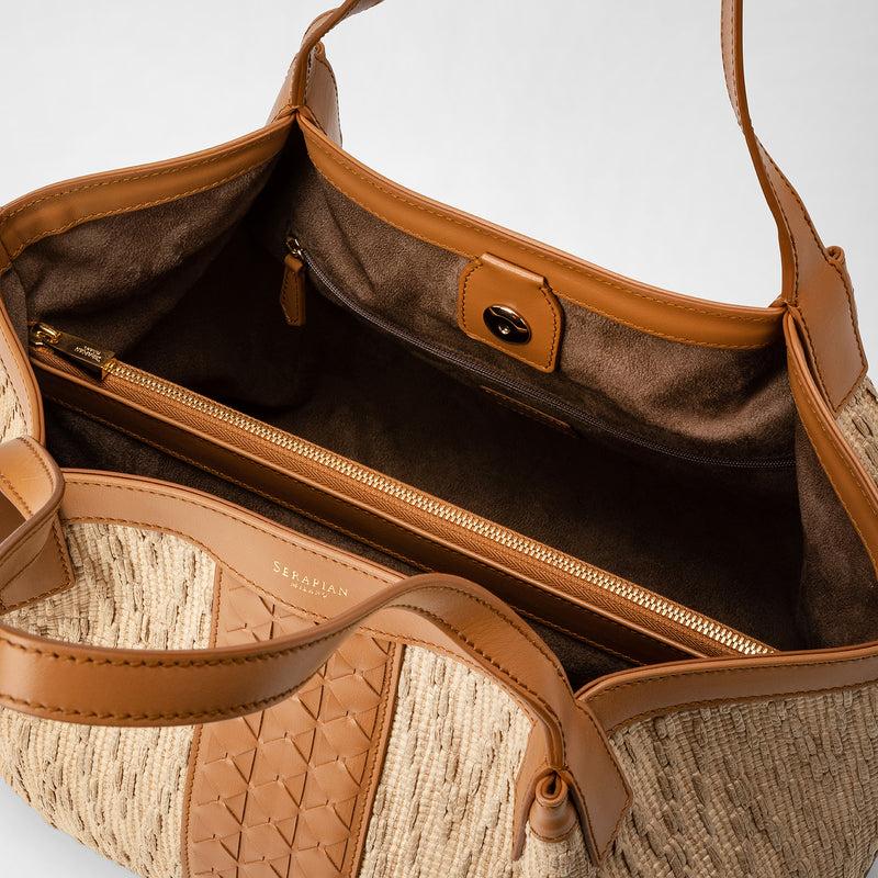 Serapian Tote bag secret piccola in rafia e pelle seta Qualità Garantita