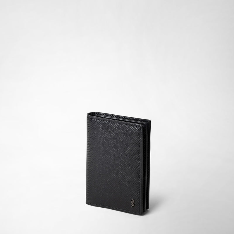 Serapian Business card case in evoluzione leather eclipse black Italy