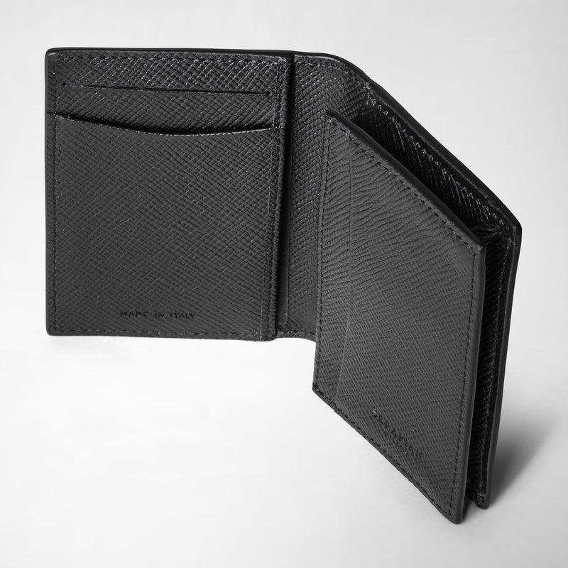 Serapian Business card case in evoluzione leather eclipse black Italy