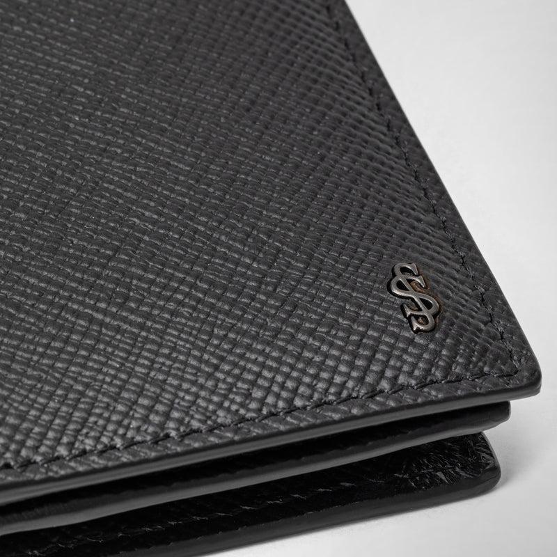 Serapian Business card case in evoluzione leather eclipse black Italy