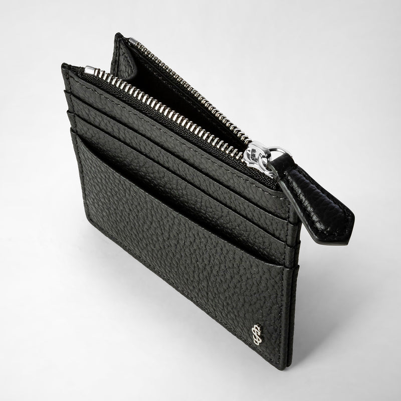 Serapian Zip card case in cachemire leather black Prezzo Ridotto