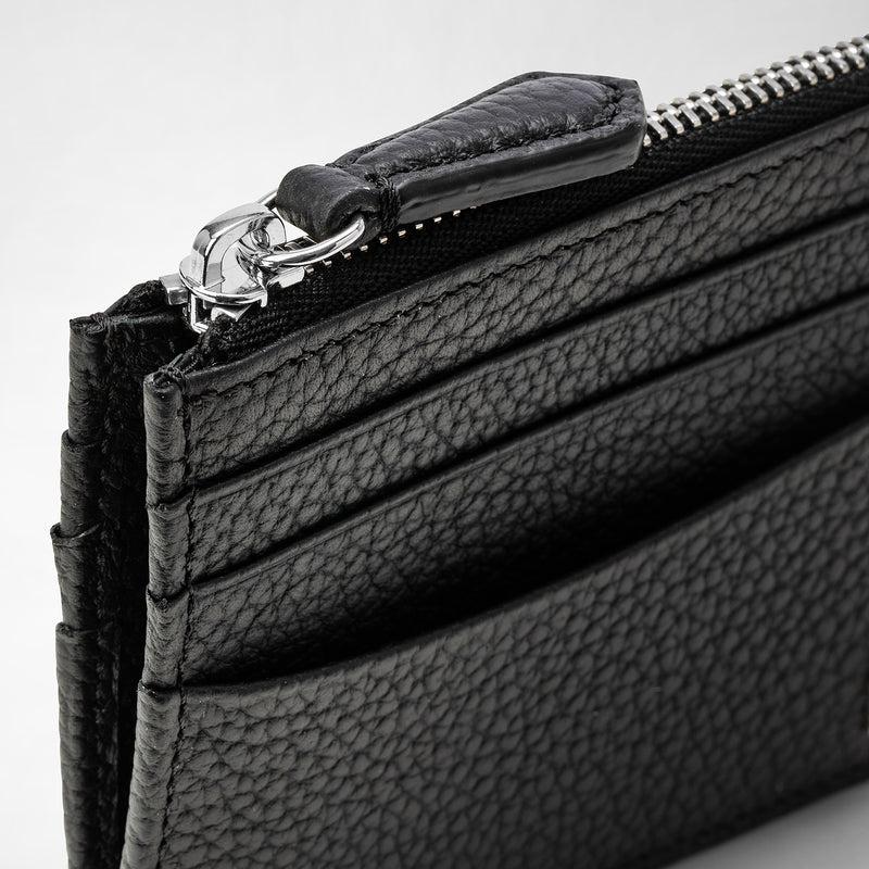 Serapian Zip card case in cachemire leather black Prezzo Ridotto