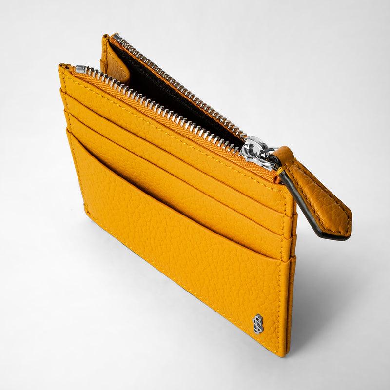 Serapian Zip card case in cachemire leather ochre Sottocosto