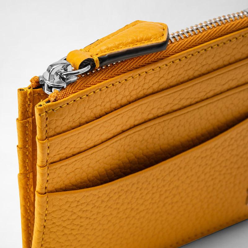 Serapian Zip card case in cachemire leather ochre Sottocosto