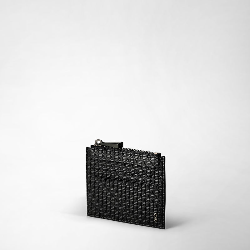 Serapian Zip card case in stepan black-black eclipse Spedizione Gratuita