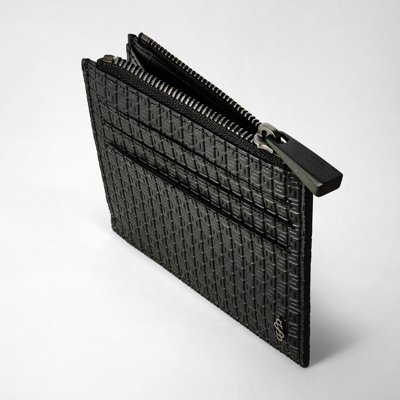 Serapian Zip card case in stepan black-black eclipse Spedizione Gratuita