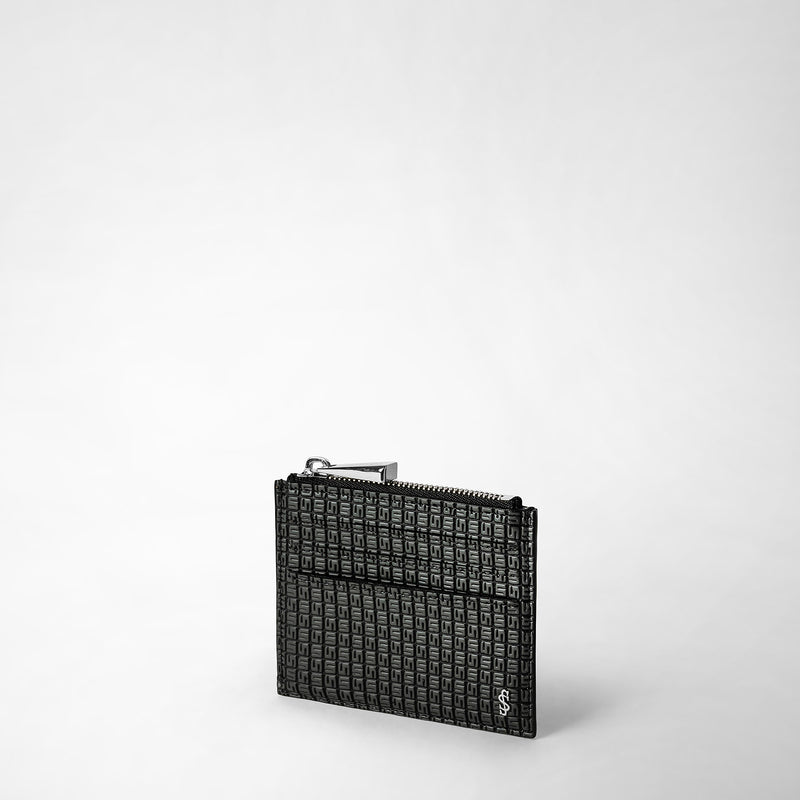 Serapian Zip card case in stepan asphalt black Pezzi Unici