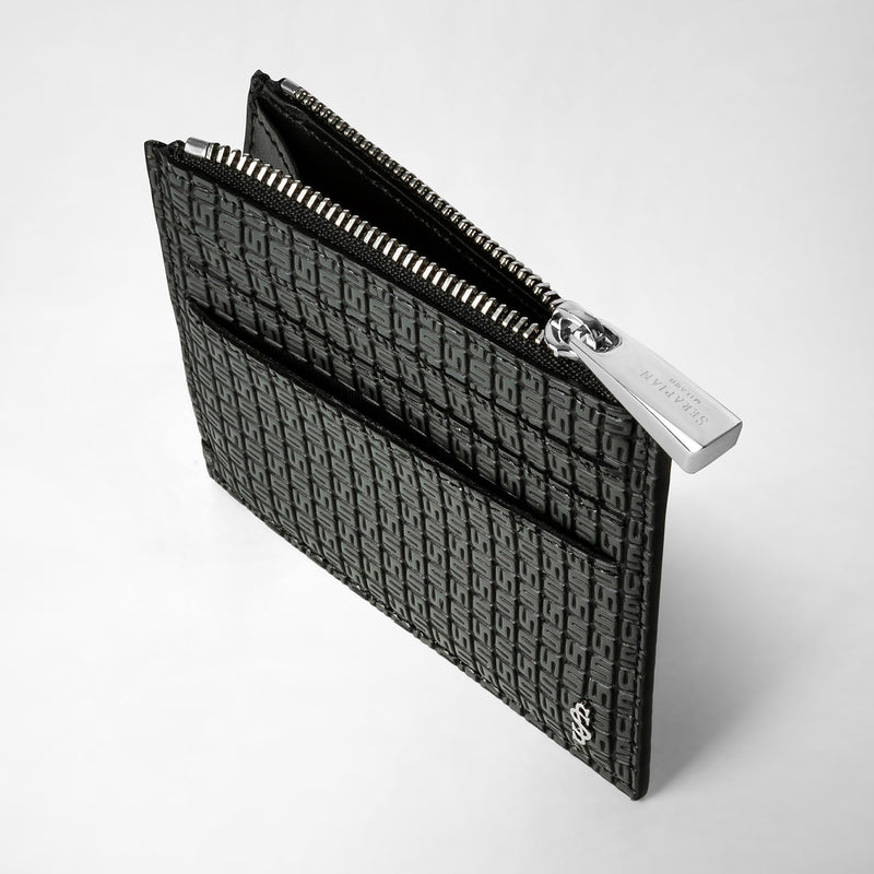 Serapian Zip card case in stepan asphalt black Pezzi Unici