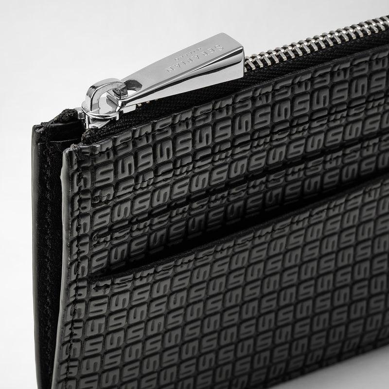Serapian Zip card case in stepan asphalt black Pezzi Unici