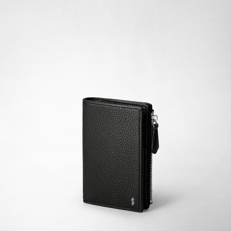 Serapian Vertical billfold with zip in cachemire leather black Fino Al -60%