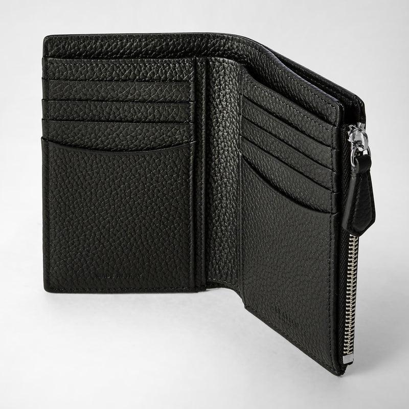 Serapian Vertical billfold with zip in cachemire leather black Fino Al -60%