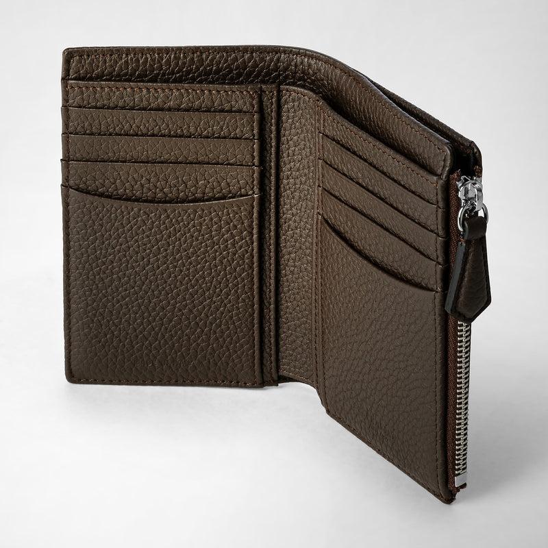 Serapian Vertical billfold with zip in cachemire leather espresso Shopping Online
