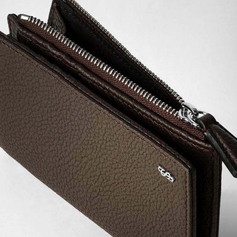 Serapian Vertical billfold with zip in cachemire leather espresso Shopping Online