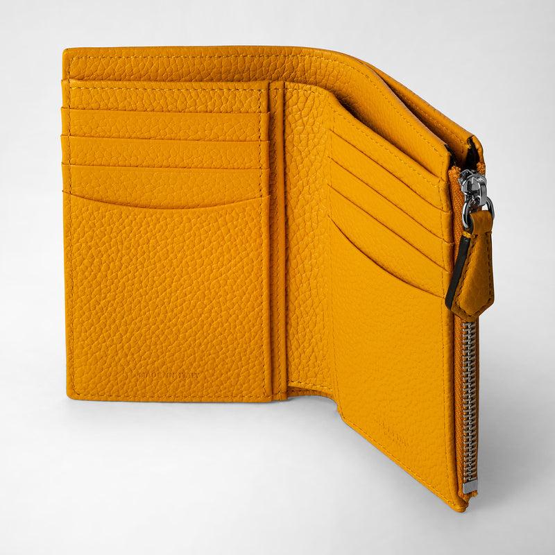 Serapian Vertical billfold with zip in cachemire leather ochre Affare Del Giorno