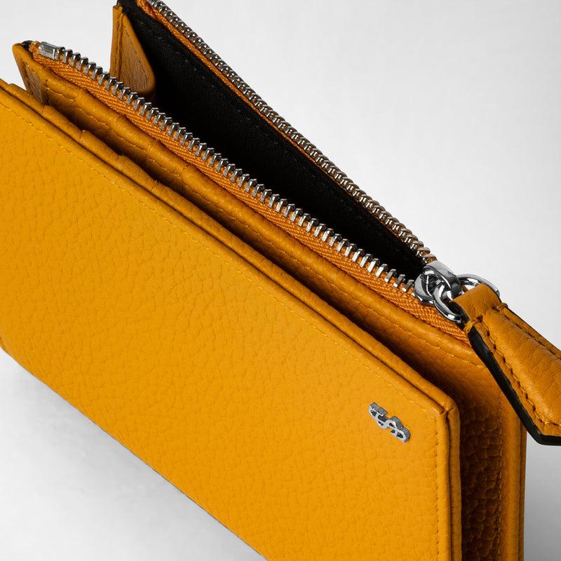 Serapian Vertical billfold with zip in cachemire leather ochre Affare Del Giorno