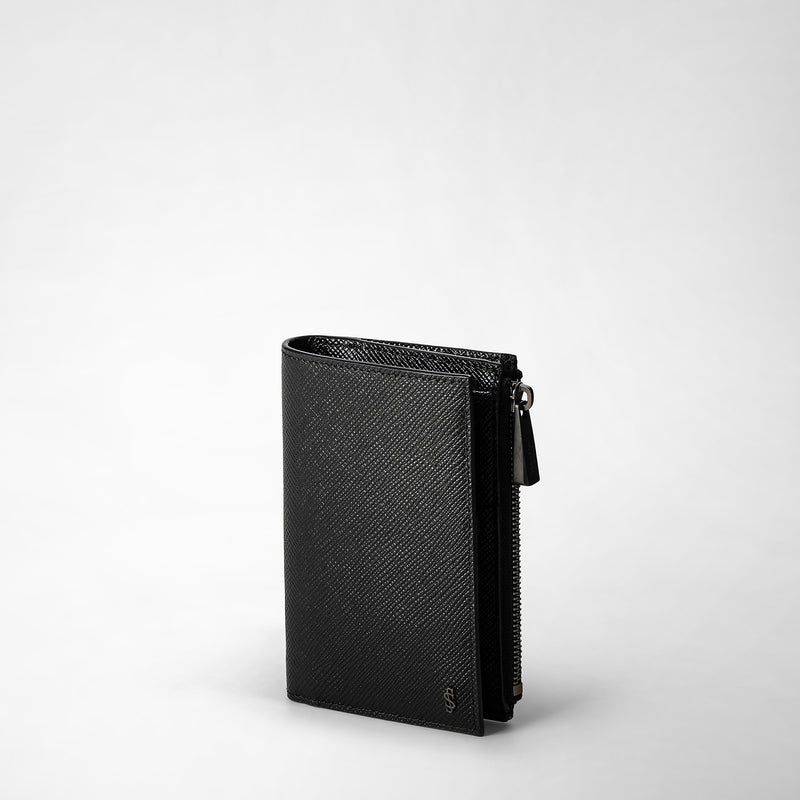 Serapian Vertical billfold zip evoluzione leather black eclipse Convenienza