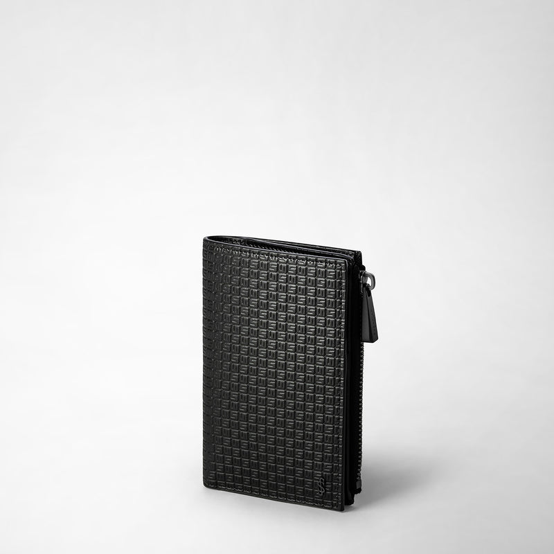 Serapian Vertical billfold with zip in stepan black black eclipse Novità