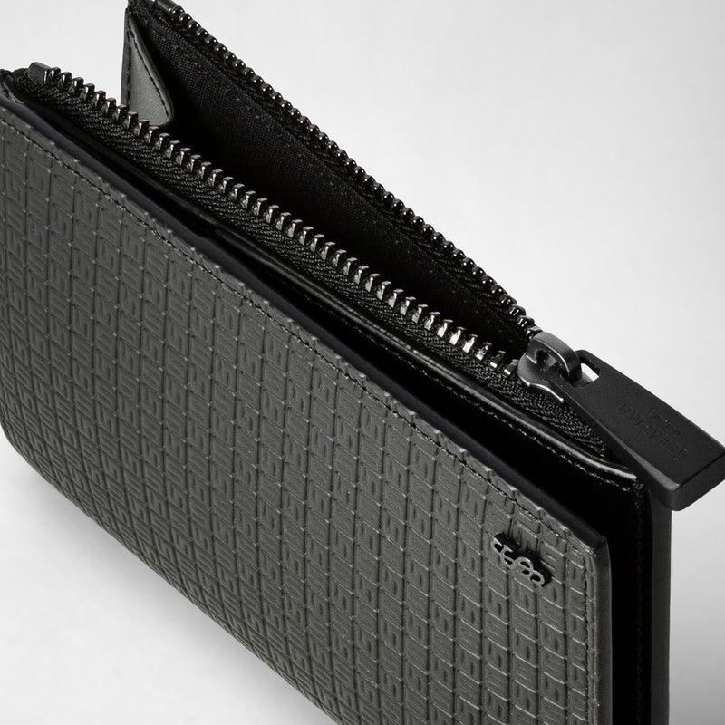 Serapian Vertical billfold with zip in stepan black black eclipse Novità