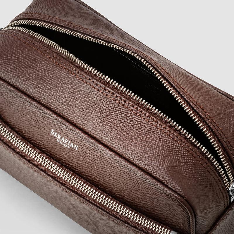 Serapian Wash bag recycled twill evoluzione leather burgundy Outlet